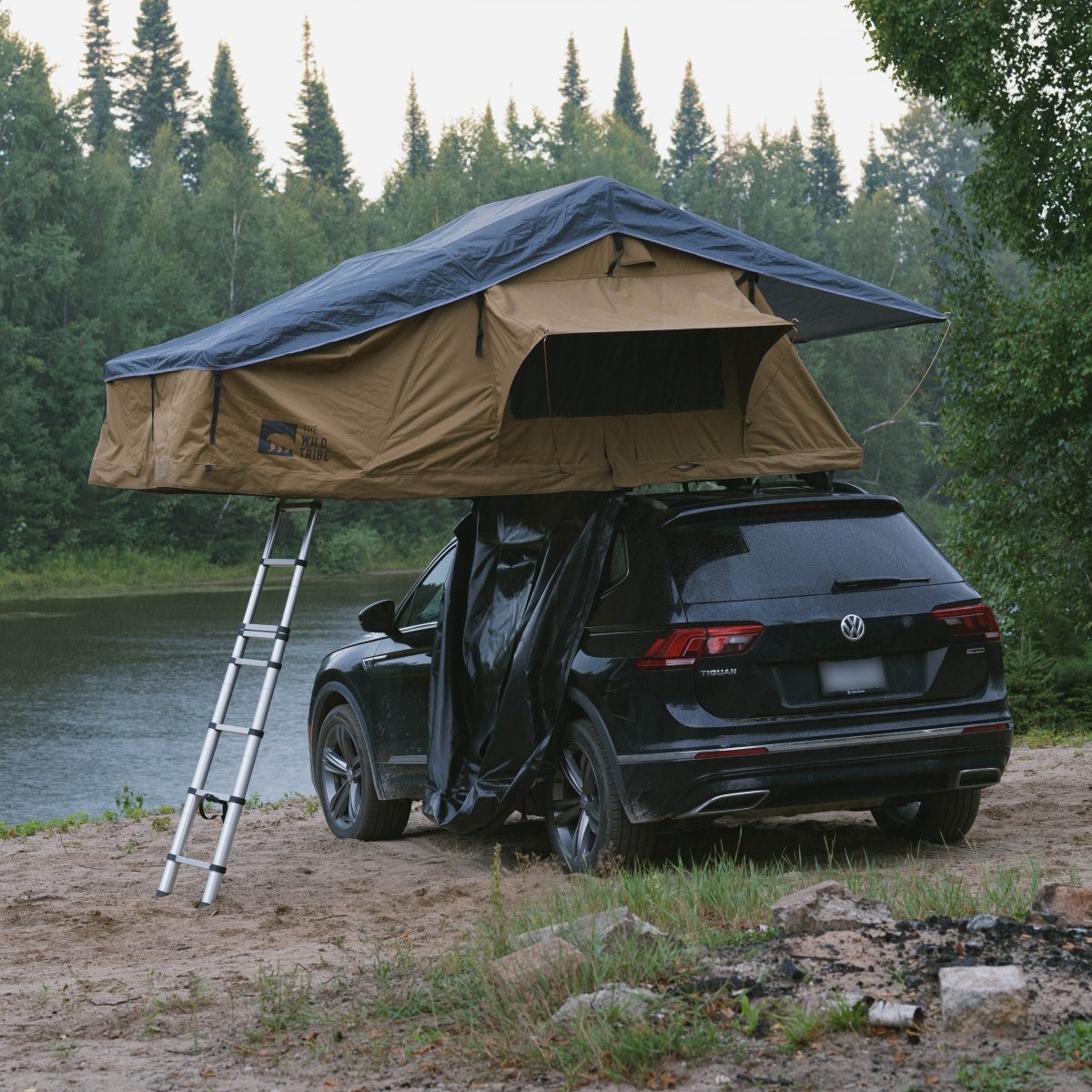 Tente de toit Chic Choc 2 XE – ajustement universel avec entrée protégée de la pluie et vue panoramique à 270° - The Wild Tribe